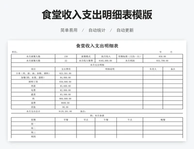 食堂收入支出明细表模版