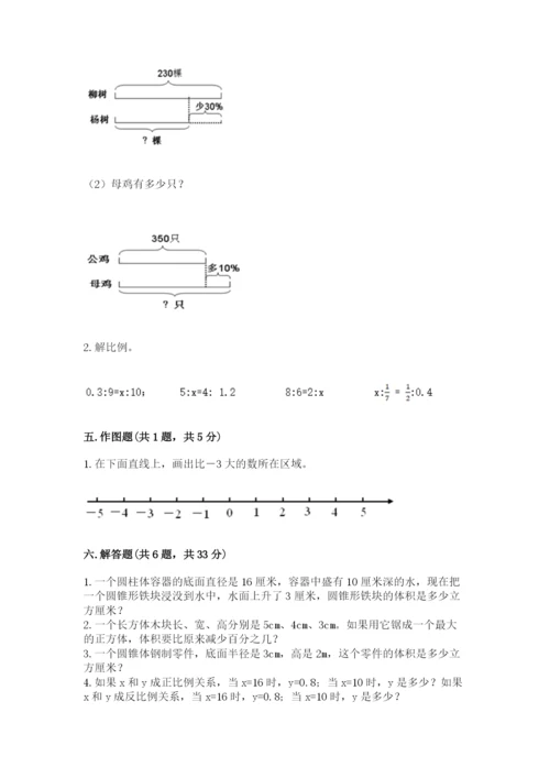 君山区六年级下册数学期末测试卷审定版.docx