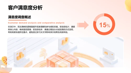 橙色3D风季度复盘报告PPT模板