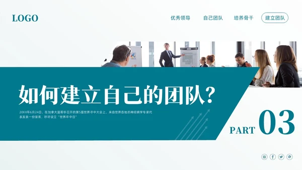 蓝色简约团队建设与团队管理PPT模板宣传PPT动态PPT企业管理
