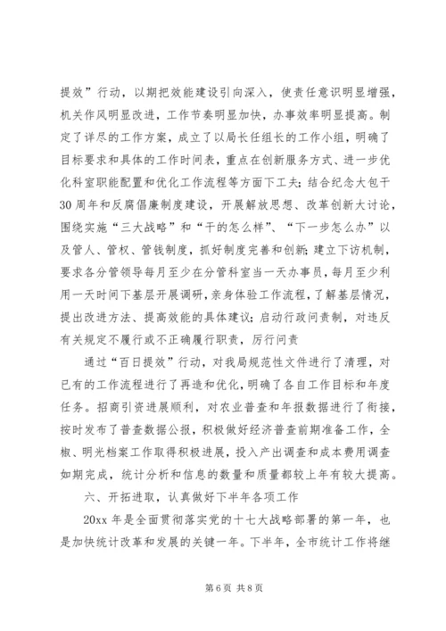 市统计局上半年工作总结和下半年工作安排 (2).docx