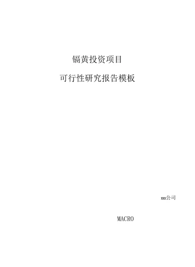 镉黄投资项目可行性研究报告模板