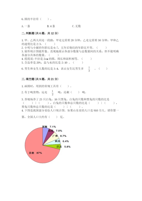 小学数学六年级上册期末考试试卷带答案解析.docx