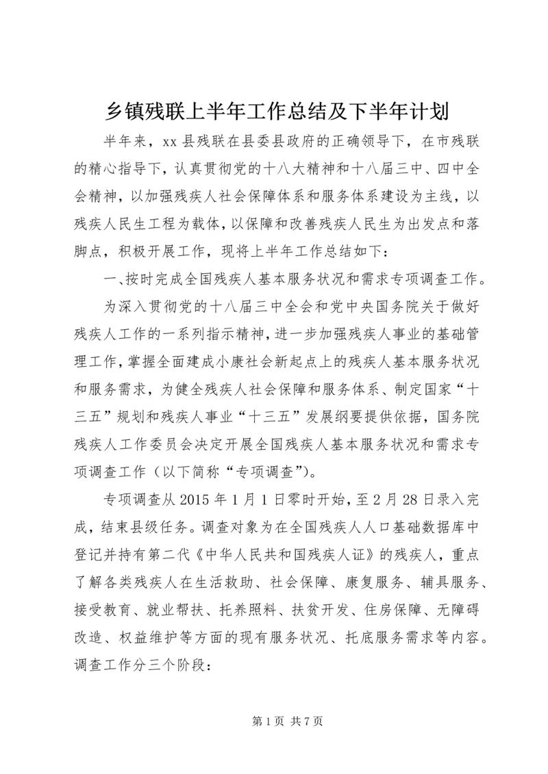 乡镇残联上半年工作总结及下半年计划.docx