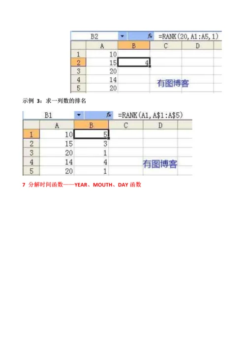 2023年计算机二级考试office高级应用Excel函数复习重点.docx