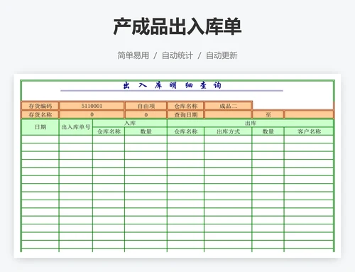 产成品出入库单