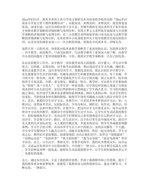 暑期小学语文教师培训体会心得6篇