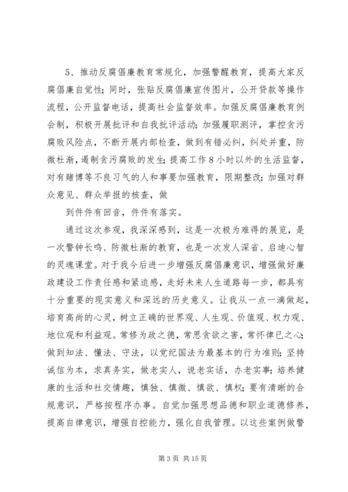 第一篇：参观银行业反腐倡廉警示教育展览心得.docx