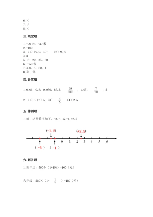 冀教版小学六年级下册数学期末综合素养测试卷精品（考试直接用）.docx