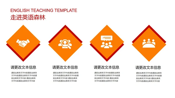 红色微立体英语教学PPT模板