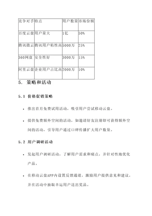 移动云盘营销策划具体营销方案