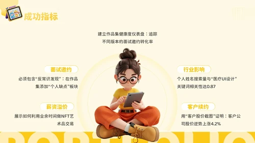 橙黄色3D风艺术设计师个人作品集PPT模板