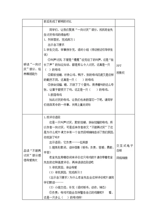 《母鸡》教学设计 (1)