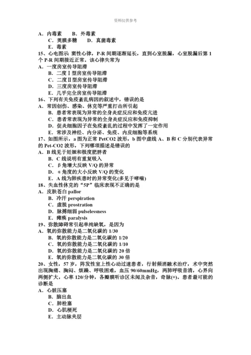 青海省重症医学科主治医师试题.docx