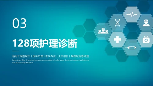 深蓝色简约风护理诊断及措施128个护理诊断医学培训P图课件护理医疗