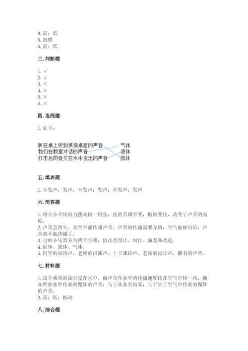 教科版科学四年级上册第一单元《声音》测试卷及完整答案（网校专用）.docx