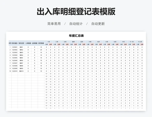 出入库明细登记表模版