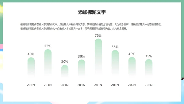 绿色扁平彩虹儿童多彩童年成长相册PPT模板