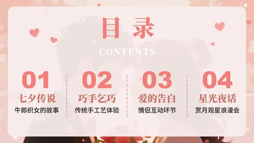 粉色简约浪漫氛围七夕节活动策划PPT模板