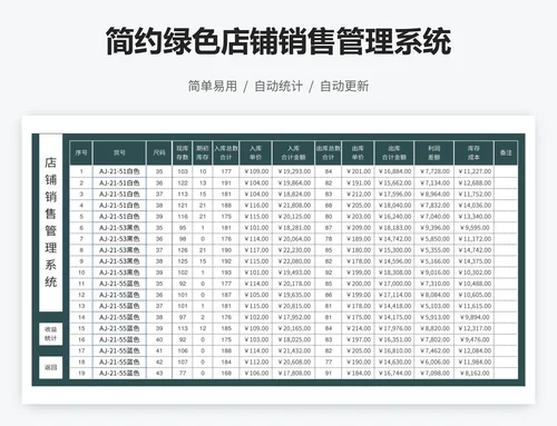 简约绿色店铺销售管理系统