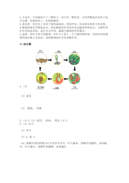 教科版四年级下册科学第一单元《植物的生长变化》测试卷精品【含答案】.docx