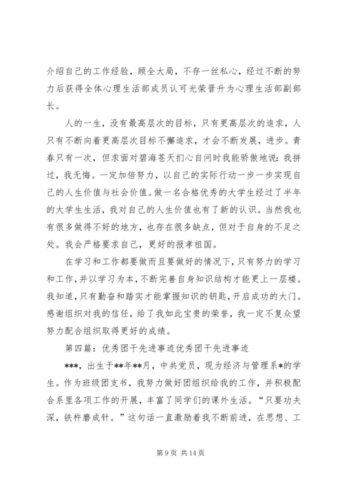 优秀团干申请(先进事迹材料).docx