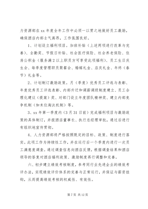 人力资源部某年度工作计划书.docx