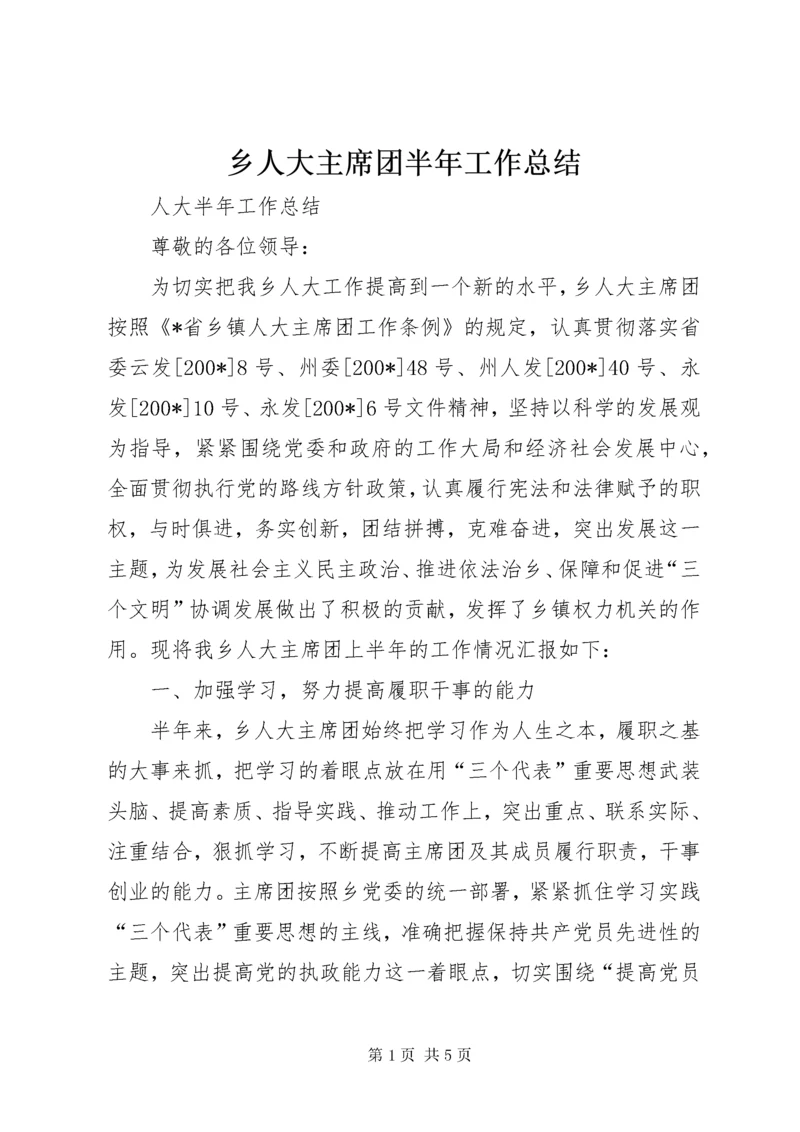 乡人大主席团半年工作总结.docx