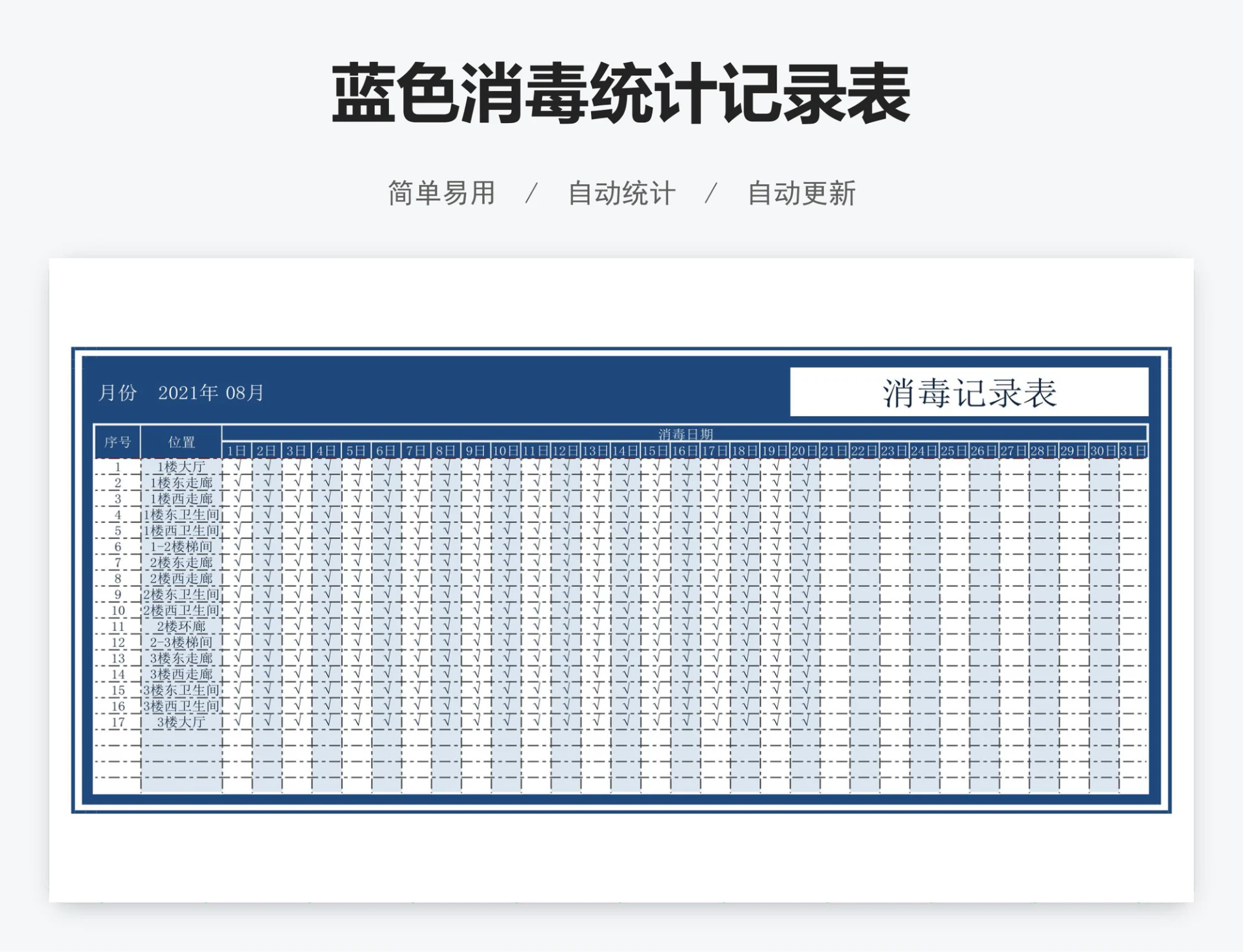 蓝色消毒统计记录表
