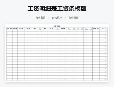 工资明细表工资条模版