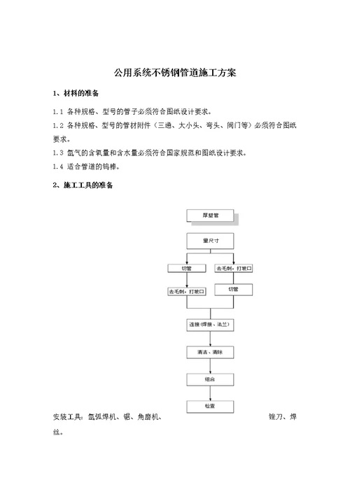 不锈钢管道施工方案