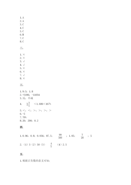 小学数学六年级下册竞赛试题及参考答案.docx
