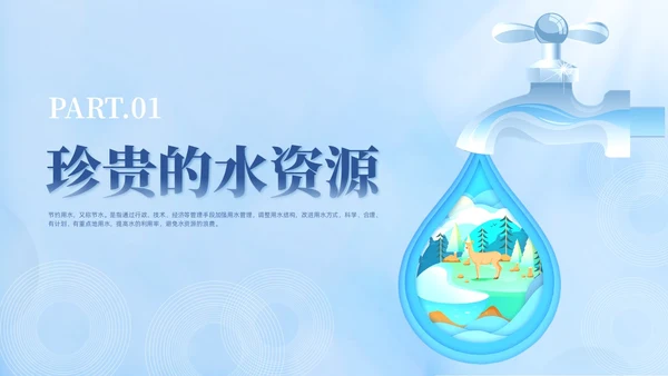 蓝色撕纸风节约用水主题班会世界水日