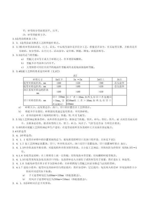 企业标准铸造技术操作规程