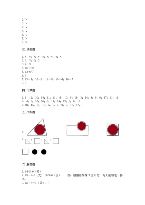 人教版一年级下册数学期中测试卷往年题考.docx