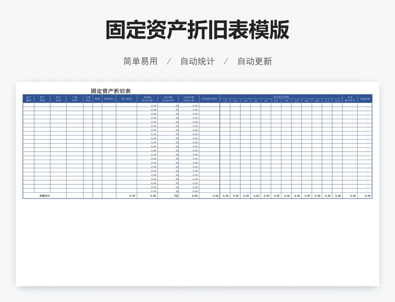 固定资产折旧表模版