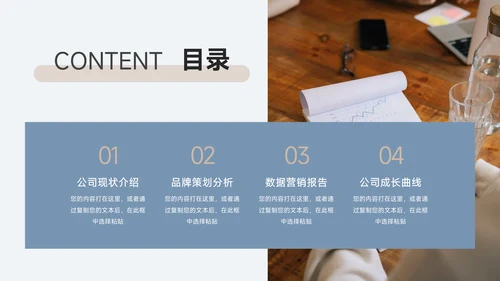蓝色简洁高端公司营销策划PPT模板