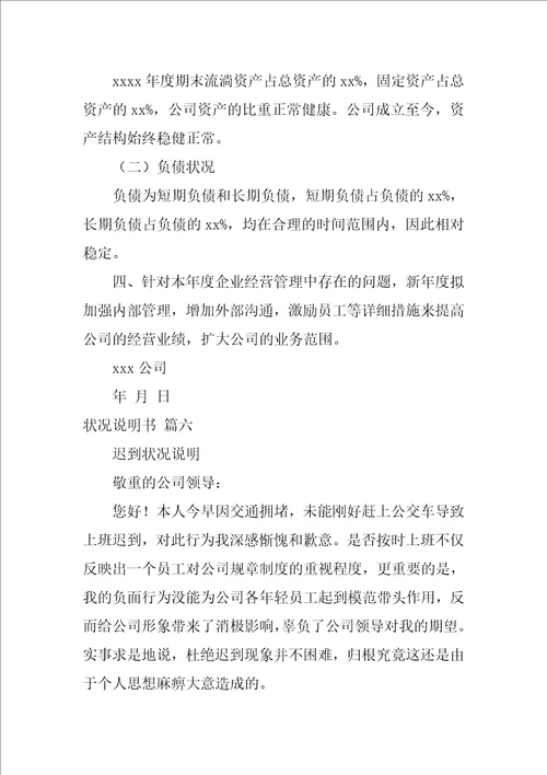 情况说明书范文