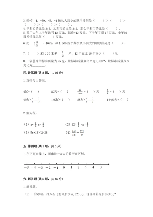 北京版小学六年级下册数学期末综合素养测试卷带答案（黄金题型）.docx