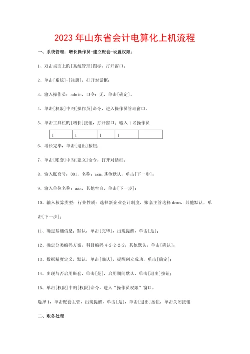 山东省会计电算化上机流程.docx