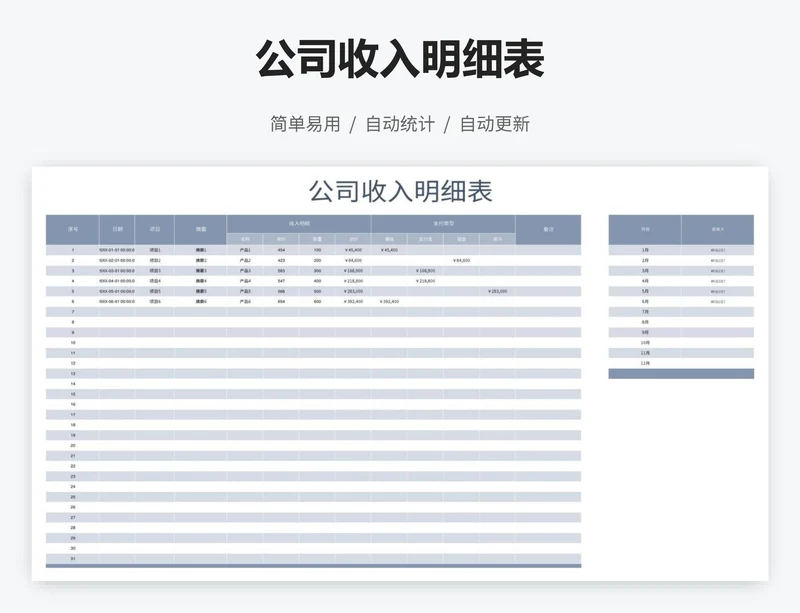 公司收入明细表