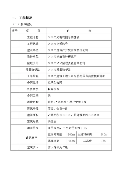 光明花园号商住楼施工组织设计方案