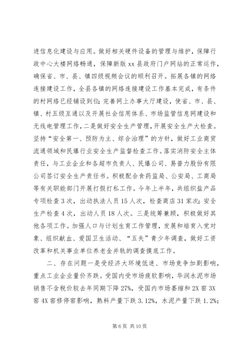 乡镇经信局上半年工作总结及下半年工作计划.docx
