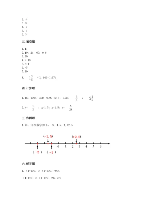 睢阳区六年级下册数学期末测试卷参考答案.docx