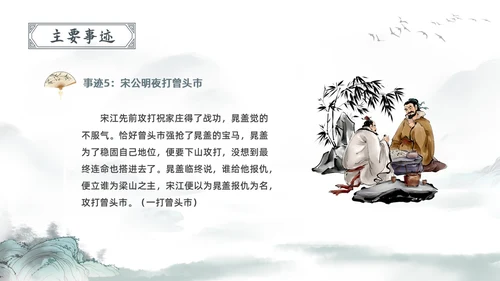 古风水彩水墨水浒传宋江PPT读书分享