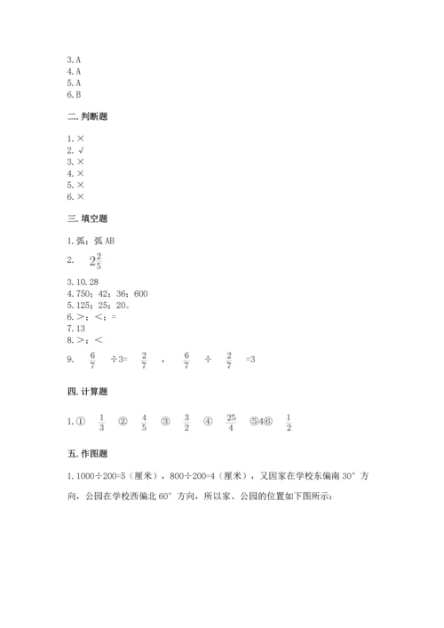 人教版六年级上册数学期末测试卷含答案【a卷】.docx