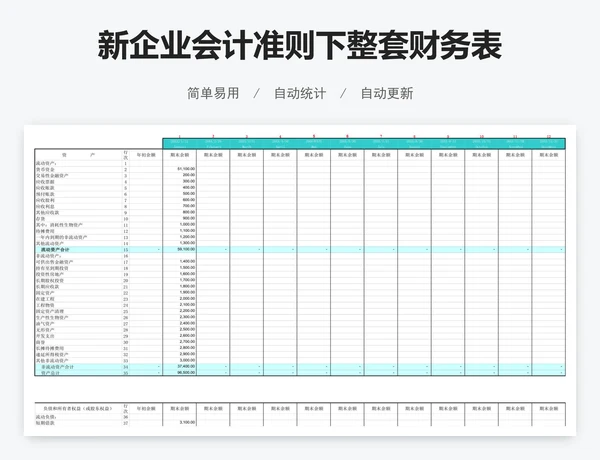 新企业会计准则下整套财务表