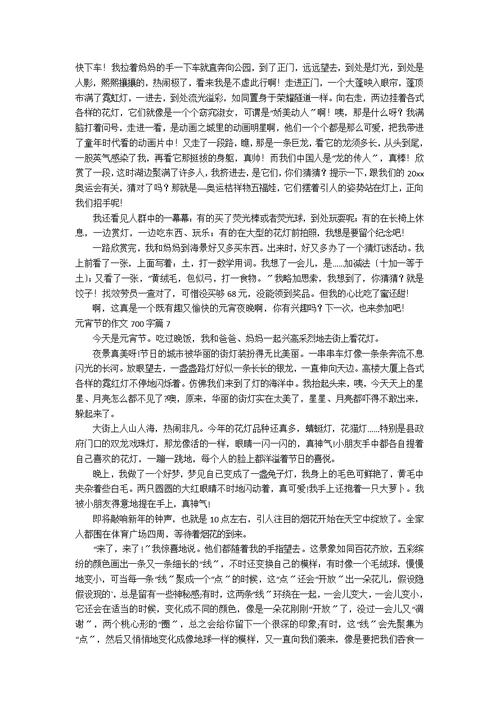 【精选】元宵节的作文700字9篇