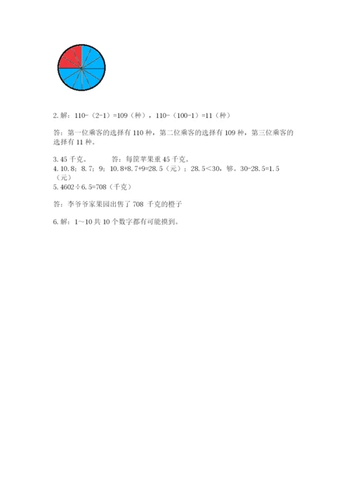人教版五年级上册数学期末测试卷带答案（轻巧夺冠）.docx