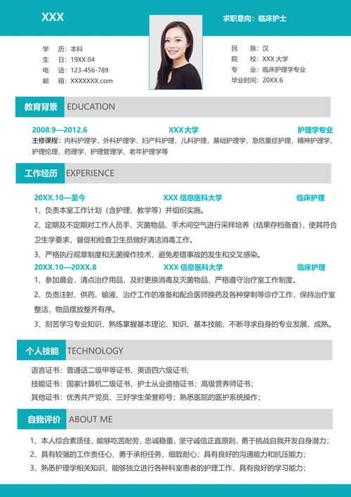 医护人员求职简历套装